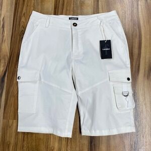 Flamingals Cargo Shorts Utility Pockets White Casual Size‎ L